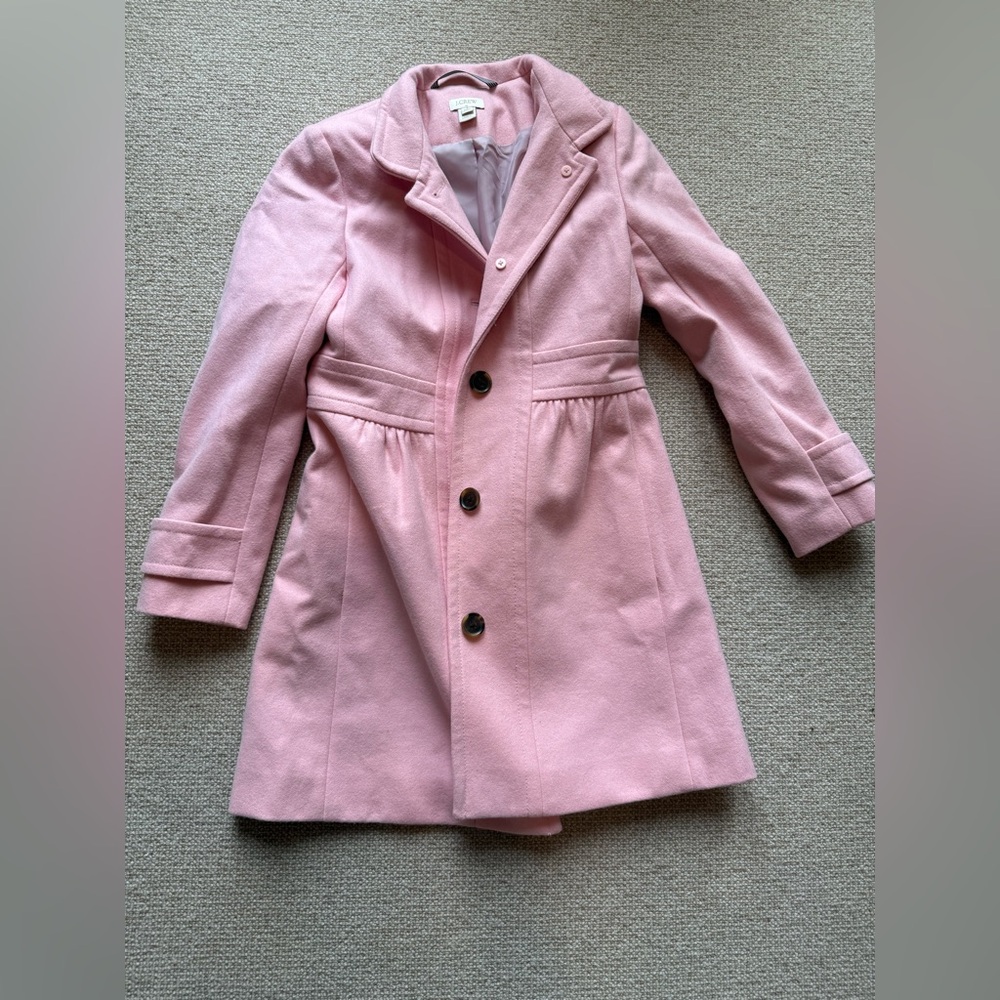 J Crew Pink Coat Wool Button Front Size 4 Petite - Picture 4 of 9